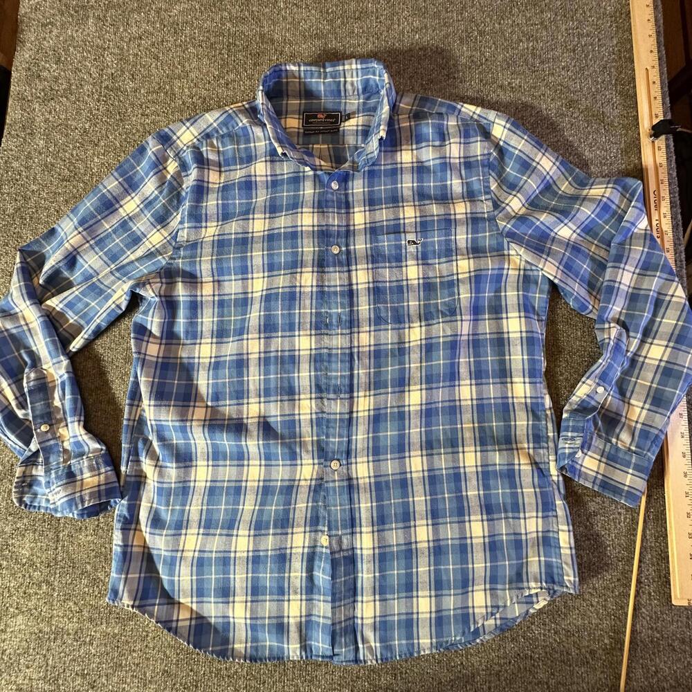 Vineyard Vines Performance Classic Fit Tucker‎ Shirt - Blue Plaid - Large